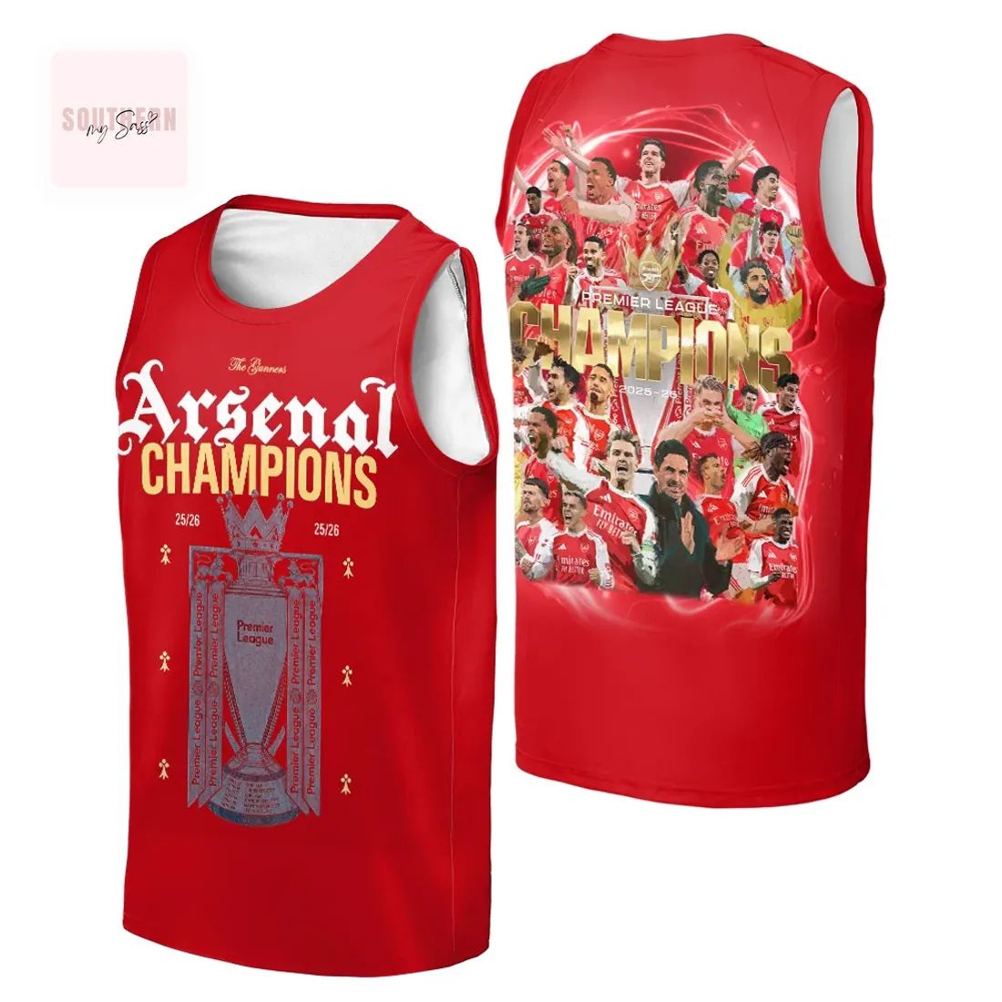 Arsenal 2025-26 Premier League Champions Players 3D T-Shirt