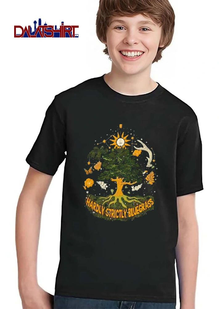 Hardly Strictly Bluegrass tree banjo raven antler butterfly shirt