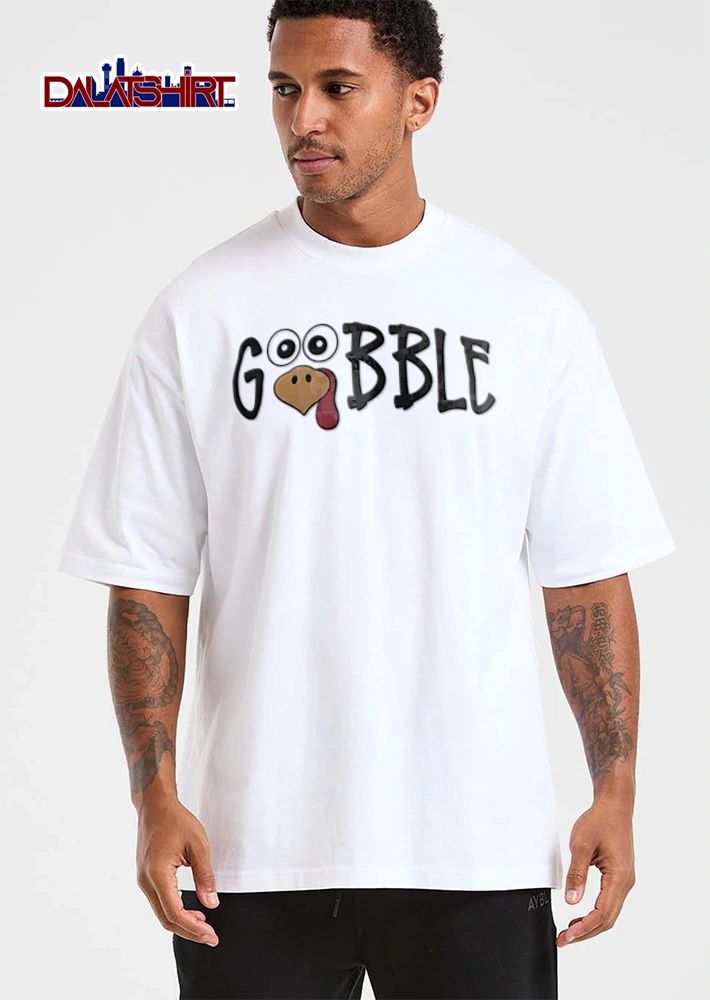 Gobble turkey face lettering cartoon style shirt