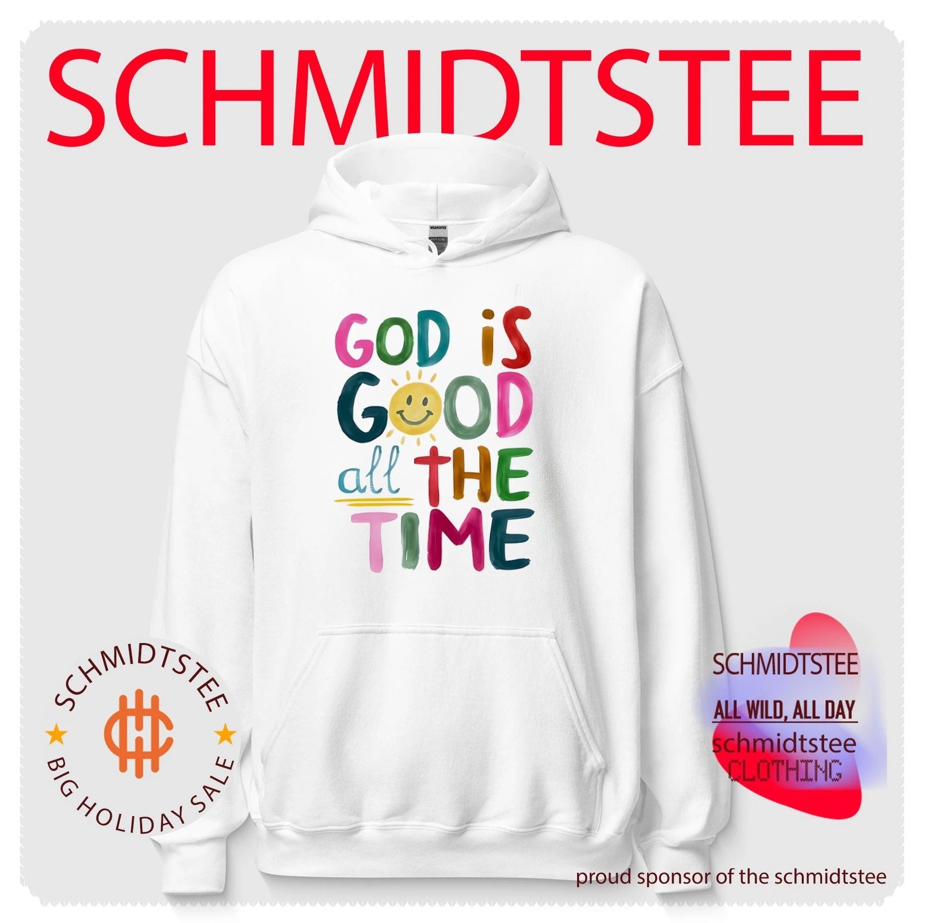 God is good all the time rainbow text shirt
