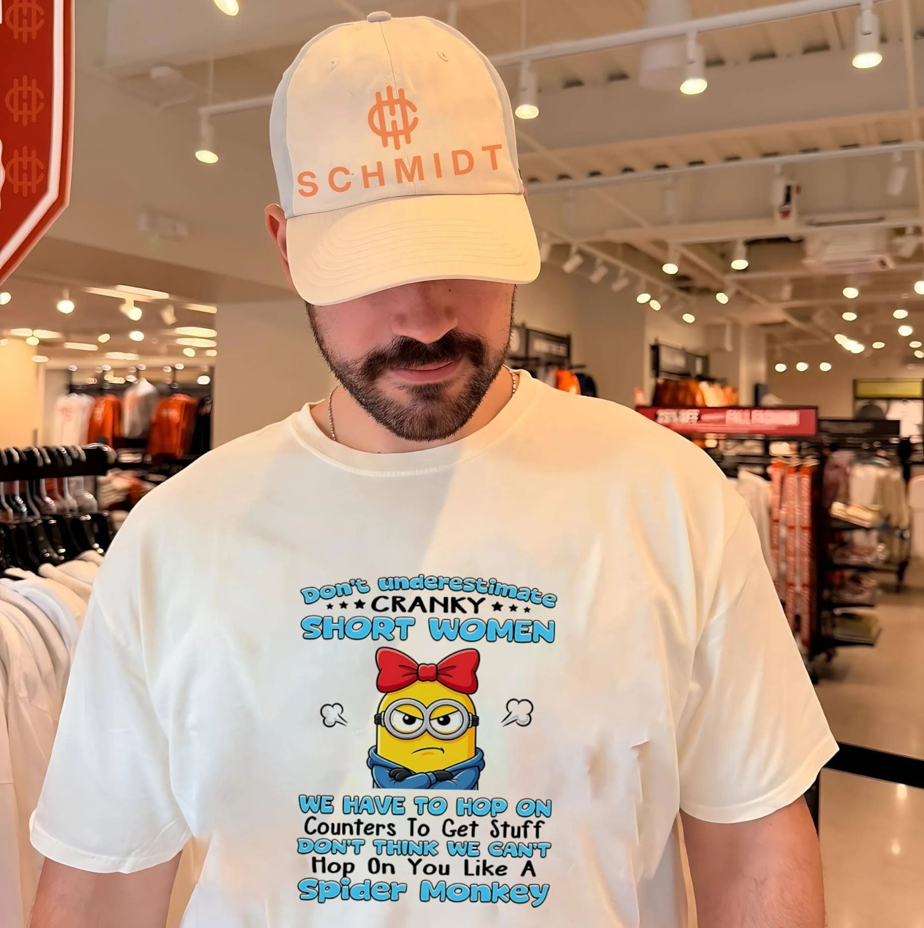 Don’t underestimate cranky short women we have to hop on counters to get stuff Minion shirt