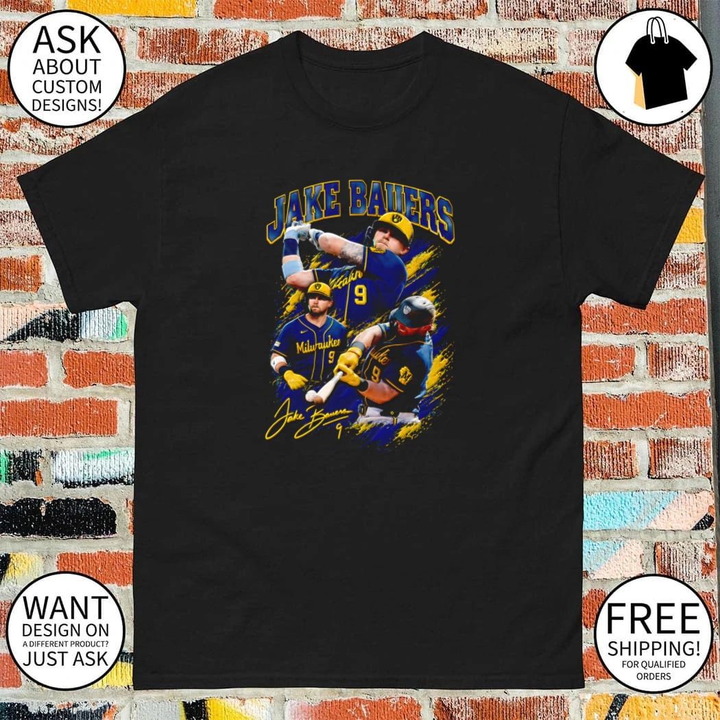 Jake Bauers Milwaukee Brewers Baseball Number 9 Graphic shirt