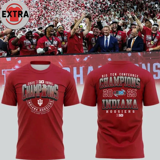Indiana Hoosiers Football BIG TEN CONFERENCE CHAMPIONS 2025 Logo Two Sided Shirt
