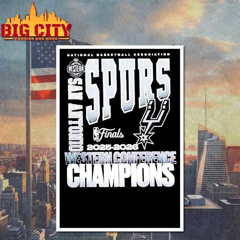 San Antonio Spurs Fanatics Black 2026 NBA Western Conference Champions Stacked Block Shirt