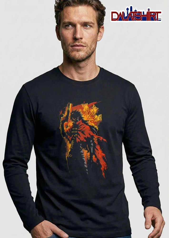 Hellsing Alucard anime character holding gun red cloak shirt