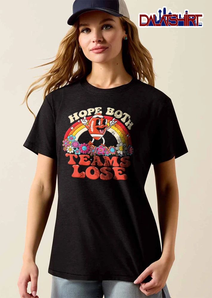 Hope Both Teams Lose football character rainbow flowers cartoon shirt