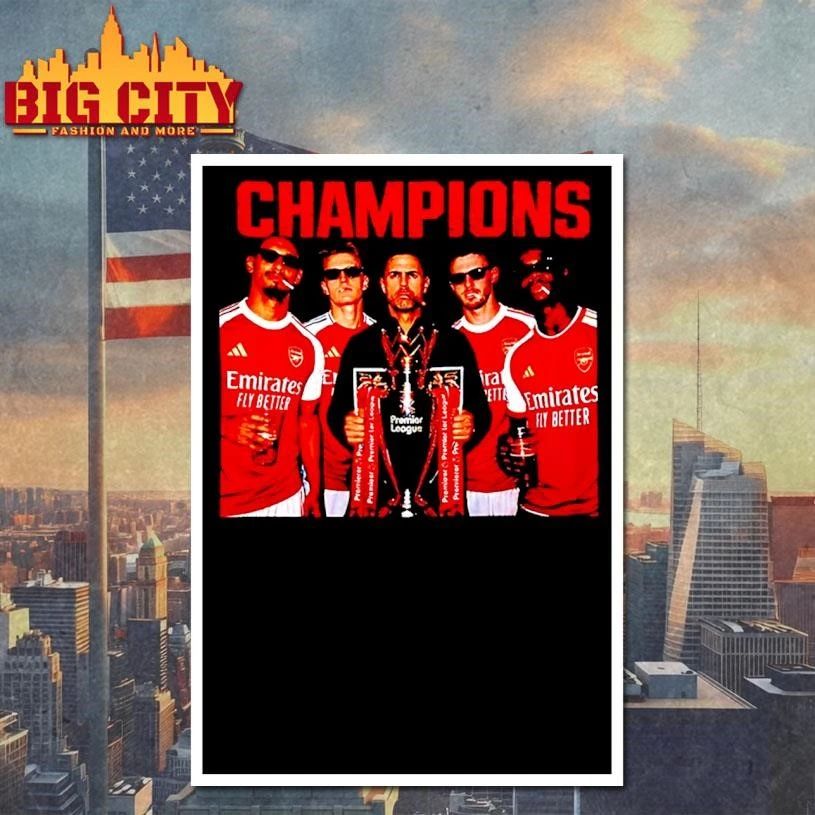 Arsenal Mikel Arteta Saka Odegard Middle Finger Photo Premier League Champions 2025 26 Shirt