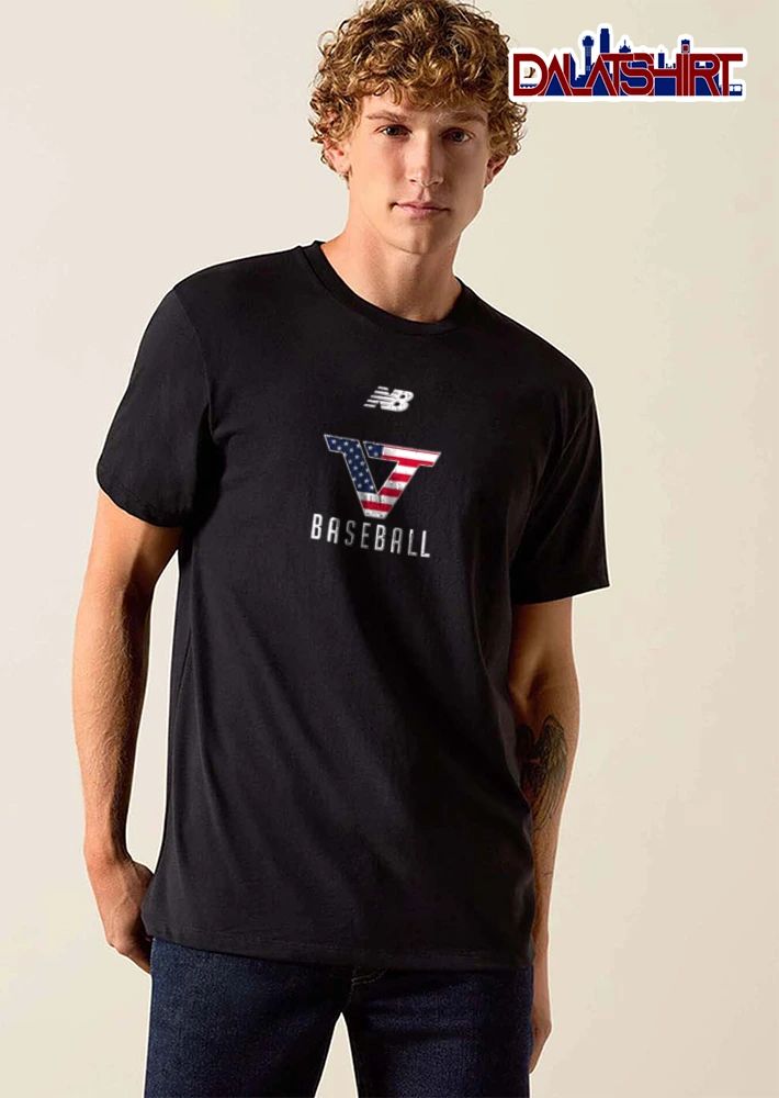 New Balance letter V American flag design shirt