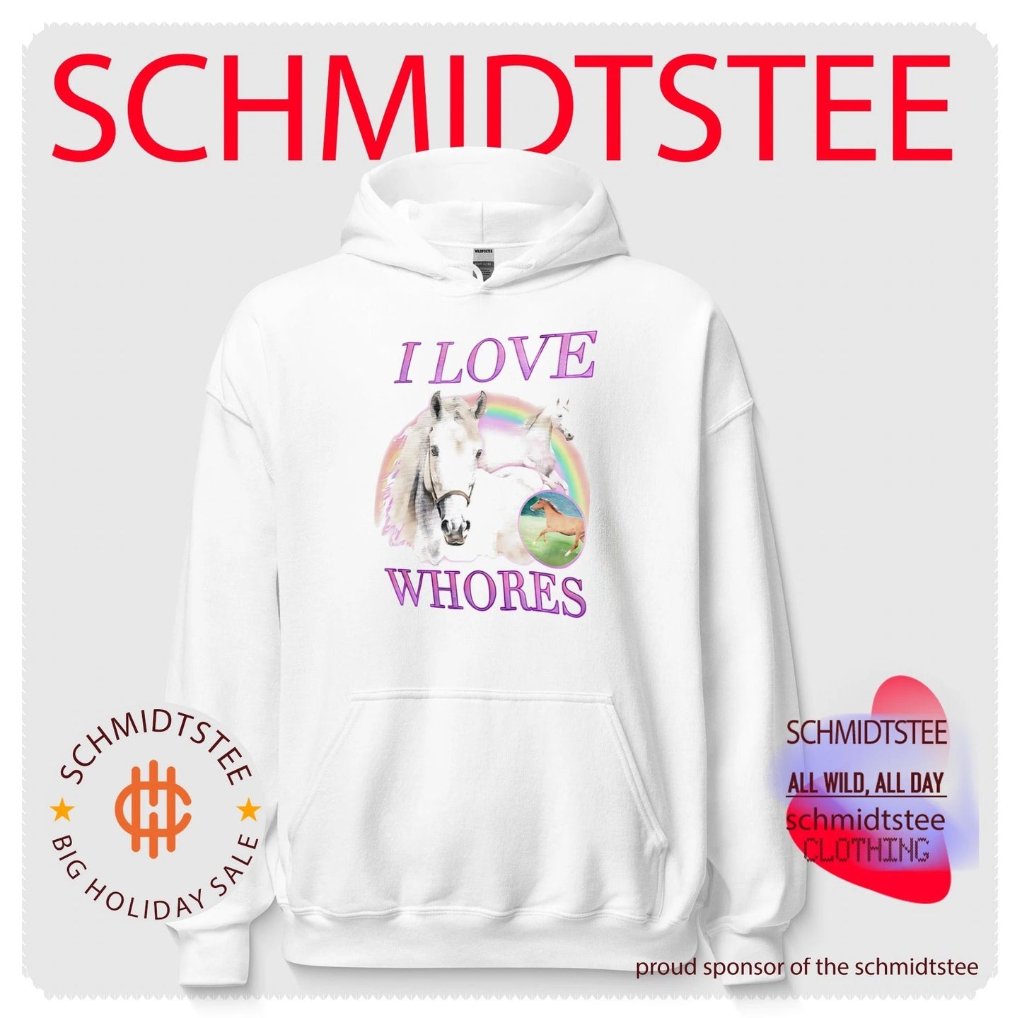 I love whores horse rainbow graphic shirt