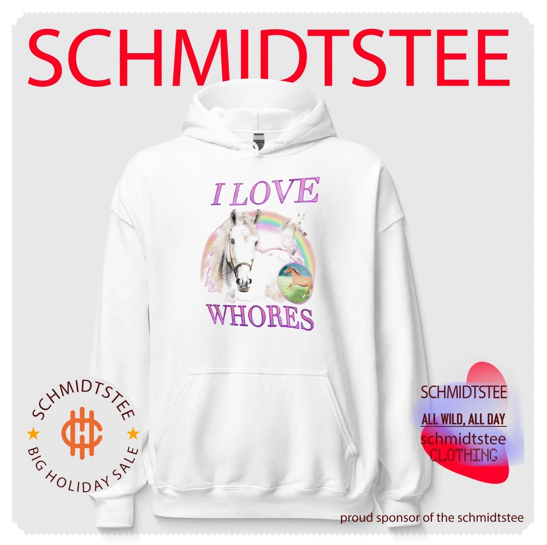 I love whores horse rainbow graphic shirt