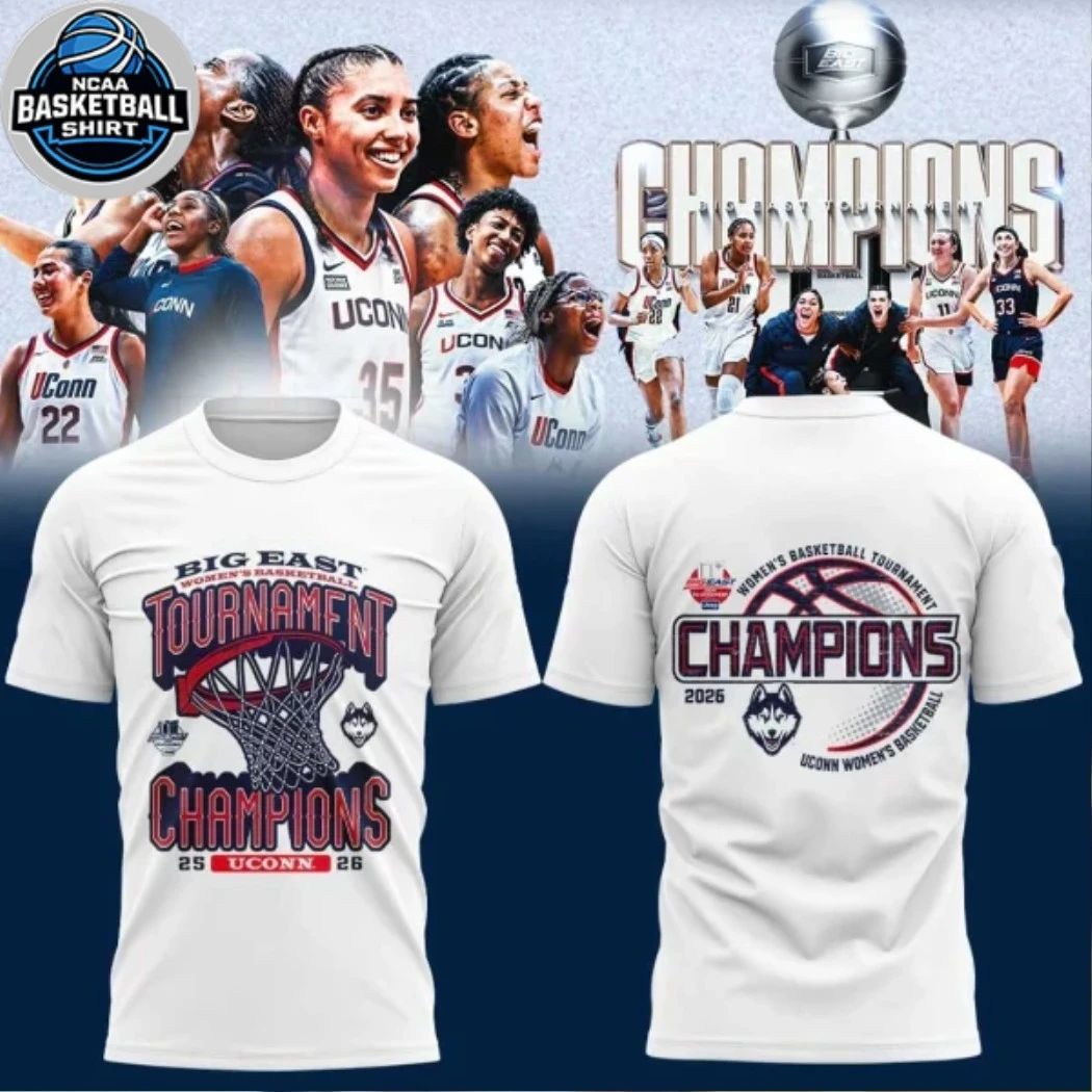 UConn Huskies Women’s Basketball 2026 BIG EAST Tournament Champions Logo Two Sided Shirt
