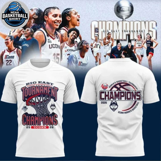 UConn Huskies Women’s Basketball 2026 BIG EAST Tournament Champions Logo Two Sided Shirt