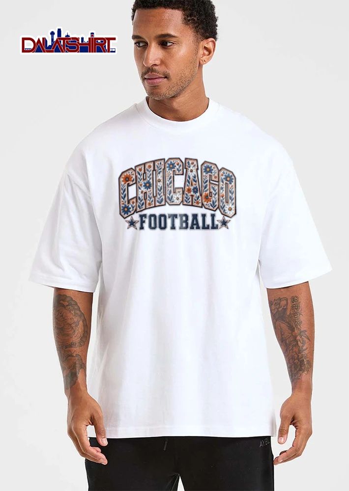 Chicago text floral pattern stars shirt