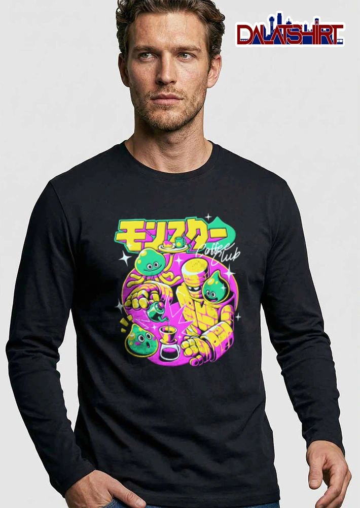 Coffee Club golem and slimes pouring coffee shirt
