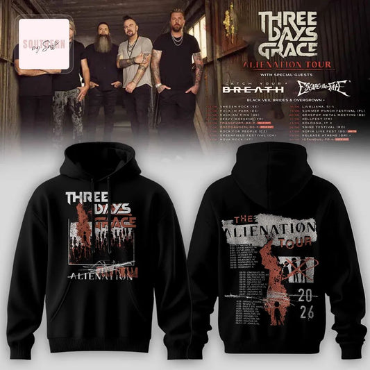 Three Days Grace Alienation Tour 2026 Official Concert Graphic Pullover Hoodie