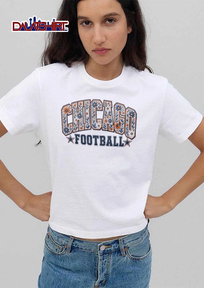 Chicago text floral pattern stars shirt