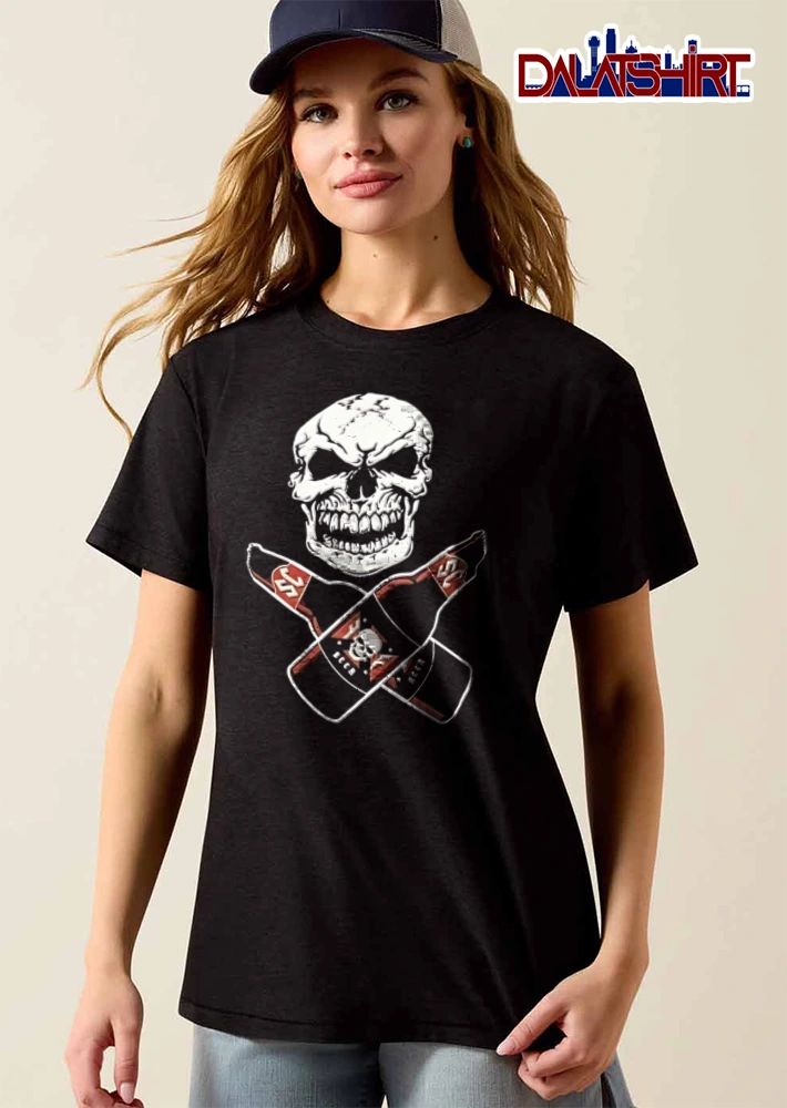 Skull Crossbones Beer Bottles Heavy Metal Rocker shirt