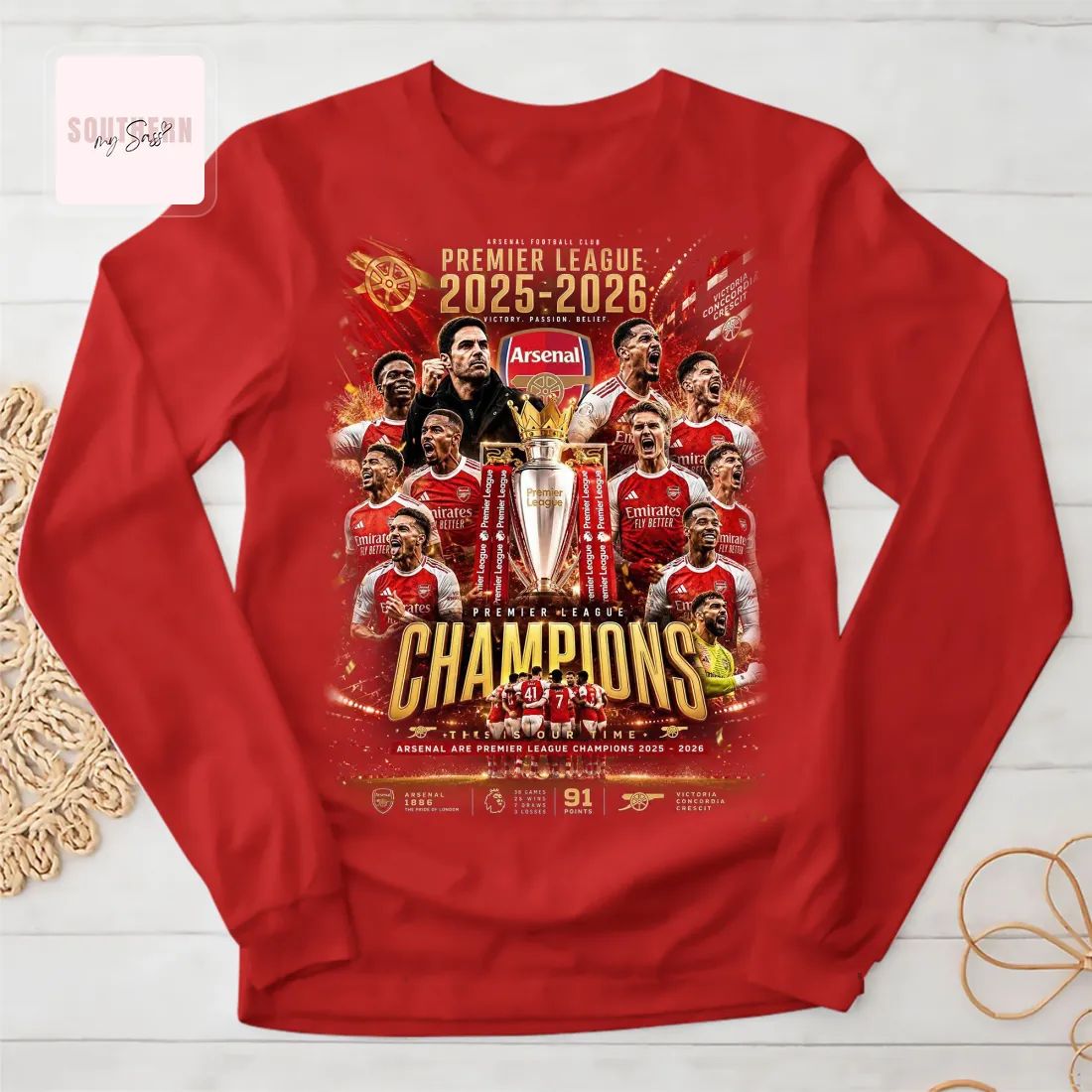 Arsenal Premier League Champions 2025-2026 Victory Fan T-Shirt