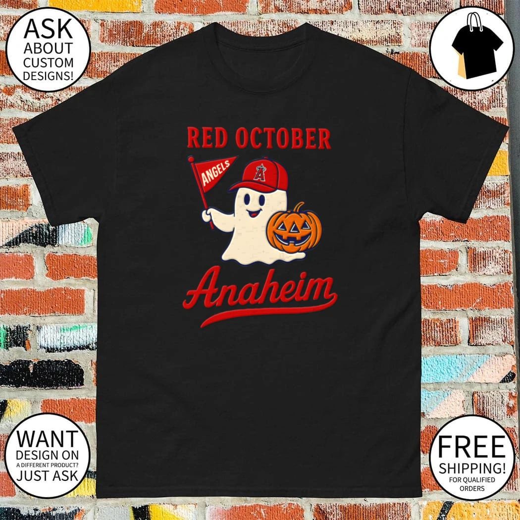 Halloween Anaheim Angels Red October Ghost Baseball Pumpkin shirt