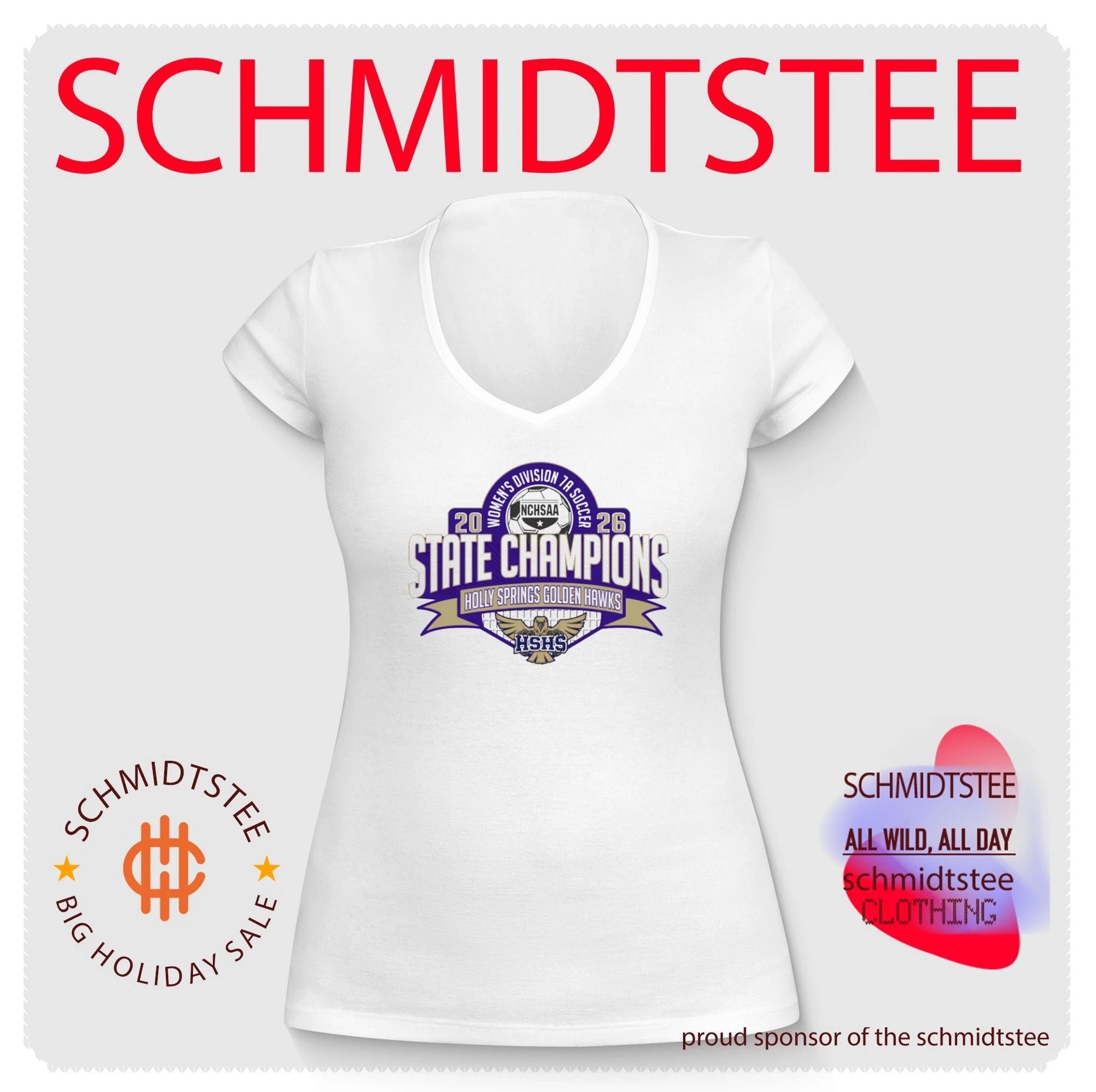 Holly Springs Golden Hawks 2026 NCHSAA Women’s Division 7A Soccer Champions shirt