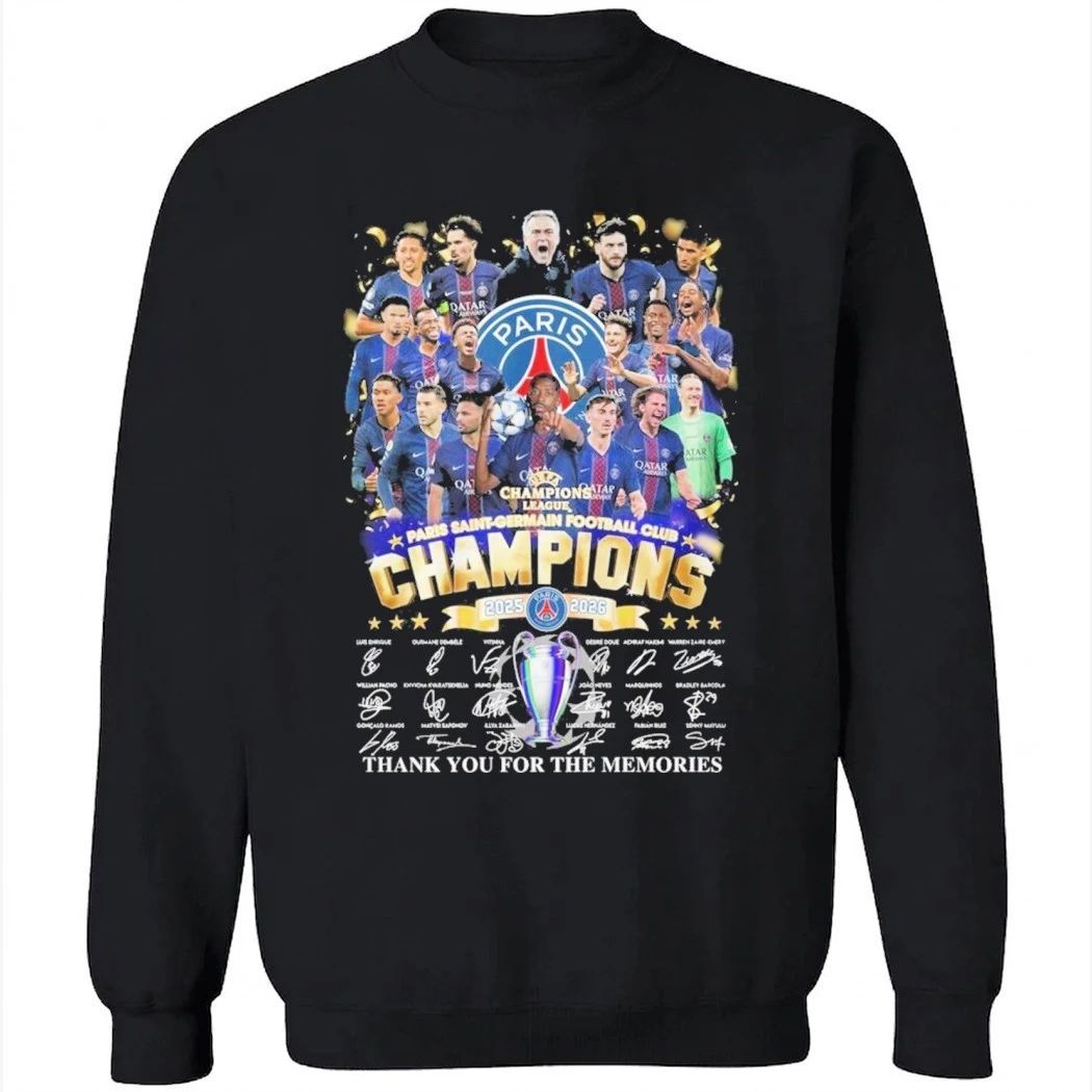 PSG 2025-2026 Champions League Champions Thank You For The Memories T-Shirt