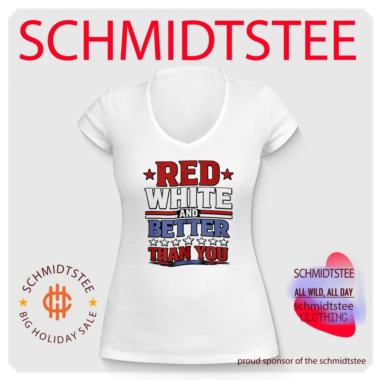 Red white and better than you text shirt