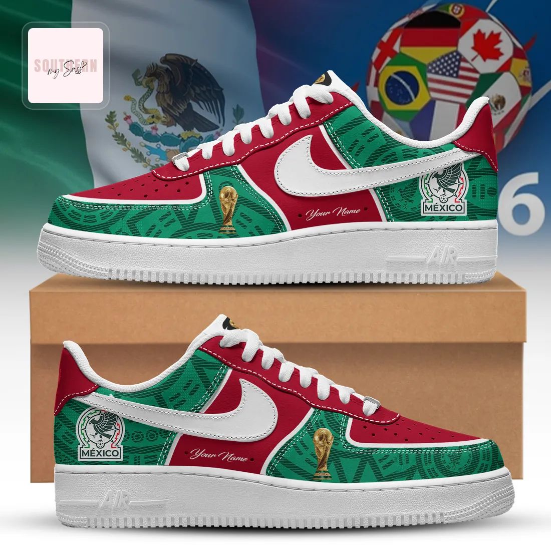 Mexico World Cup 2026 Personalized Commemorative Fan Air Force 1 Shoes
