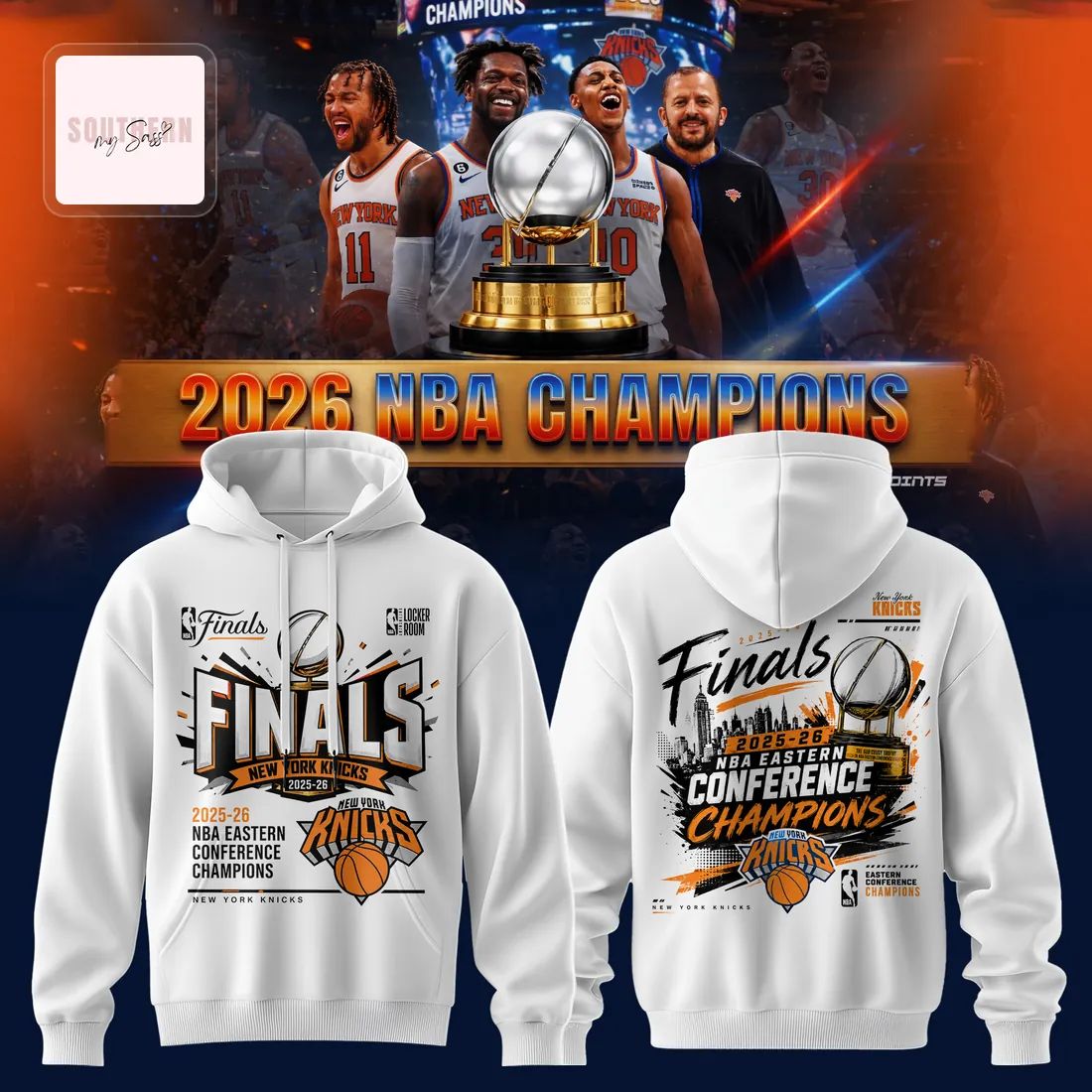 New York Knicks 2026 Eastern Conference Champions Locker Room Hoodie