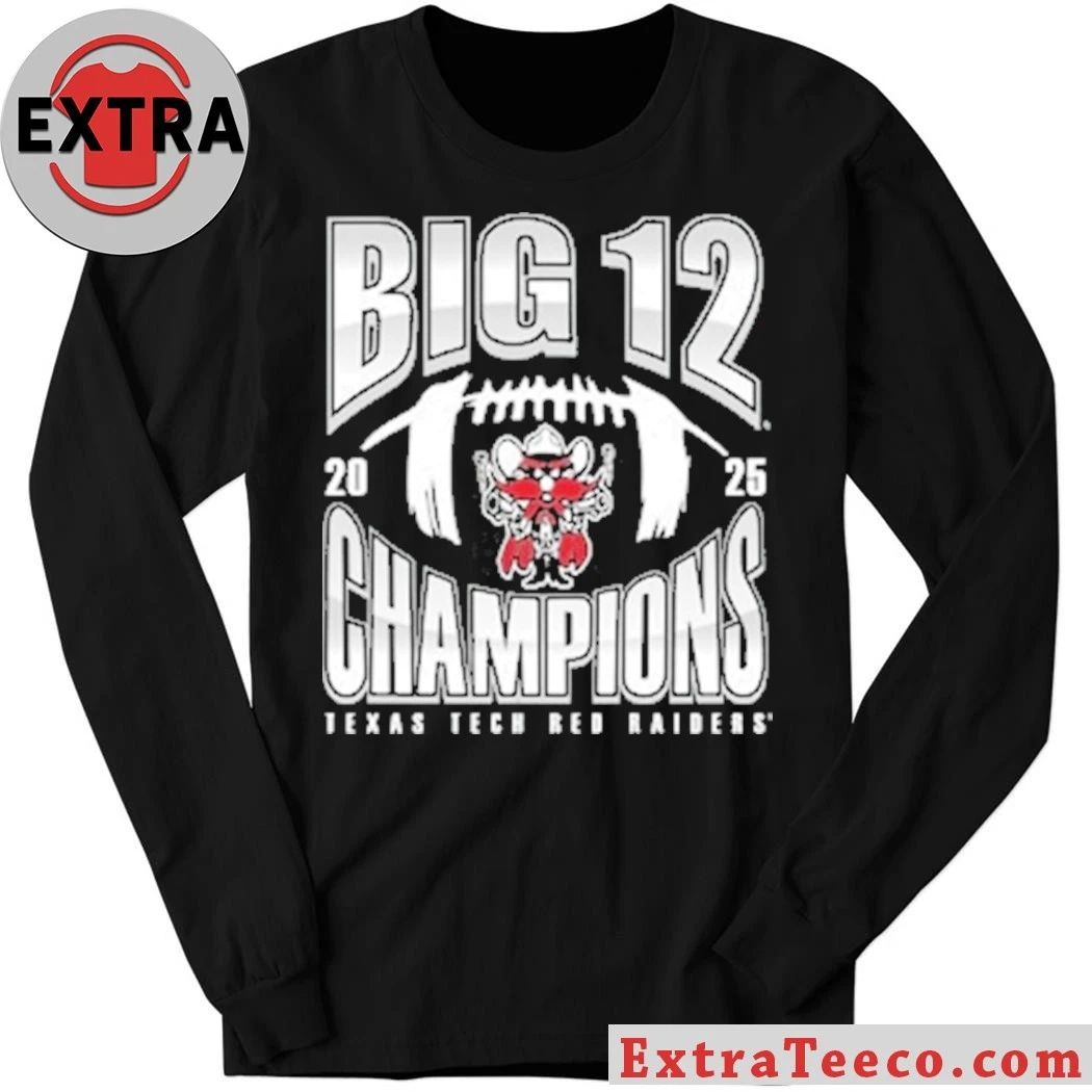 Summit Sportswear Texas Tech Red Raiders Black 2025 Big 12 Football Champions NUMBER ONE FOOTBALL Shirt