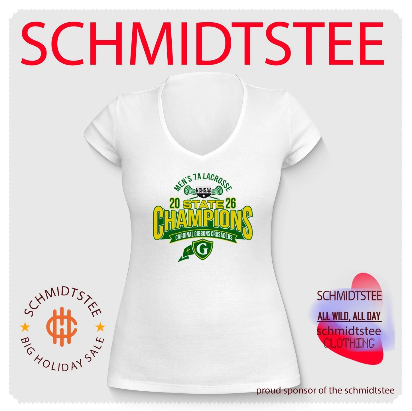 Cardinal Gibbons Crusaders 2026 NCHSAA Men’s 7A Lacrosse Champions shirt