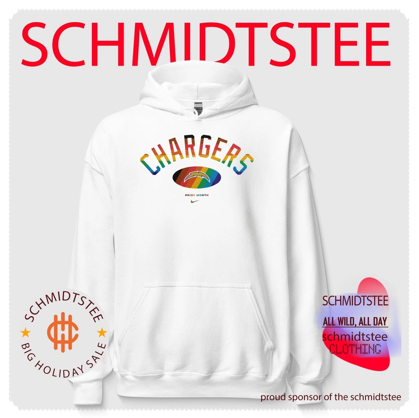 Los Angeles Chargers Pride Month Rainbow logo shirt
