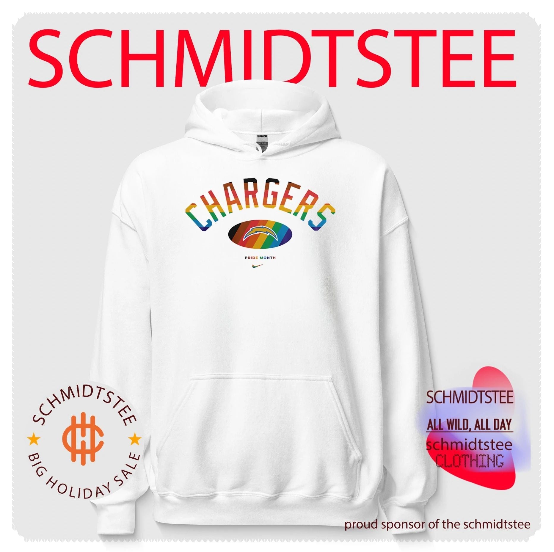 Los Angeles Chargers Pride Month Rainbow logo shirt