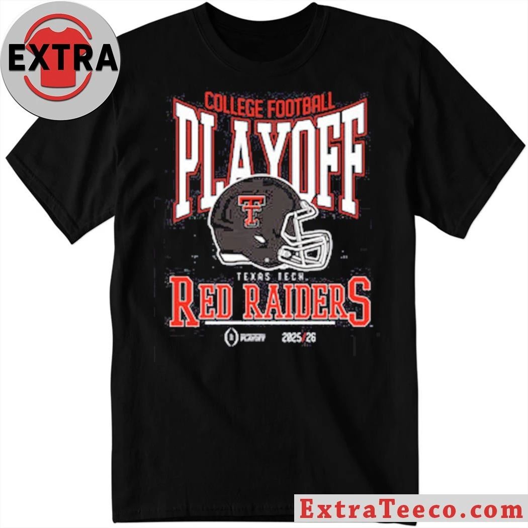 College Football Playoff 2025-26 Texas Tech Playoff Bound Helmet And Logo Shirt