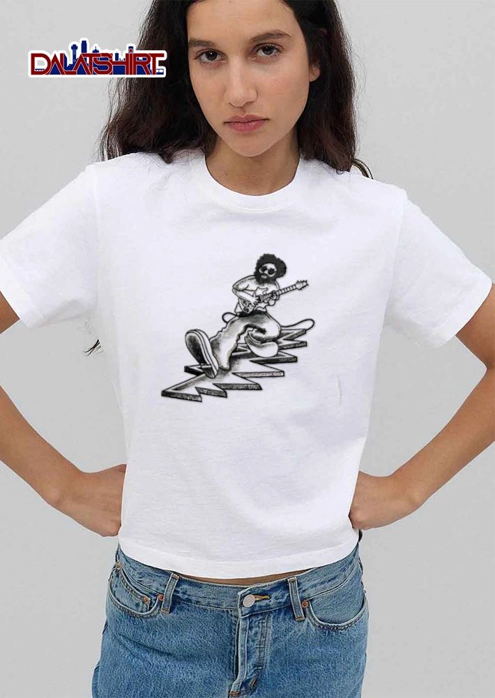 Grateful Dead Jerry Garcia man playing electric guitar walking shirt