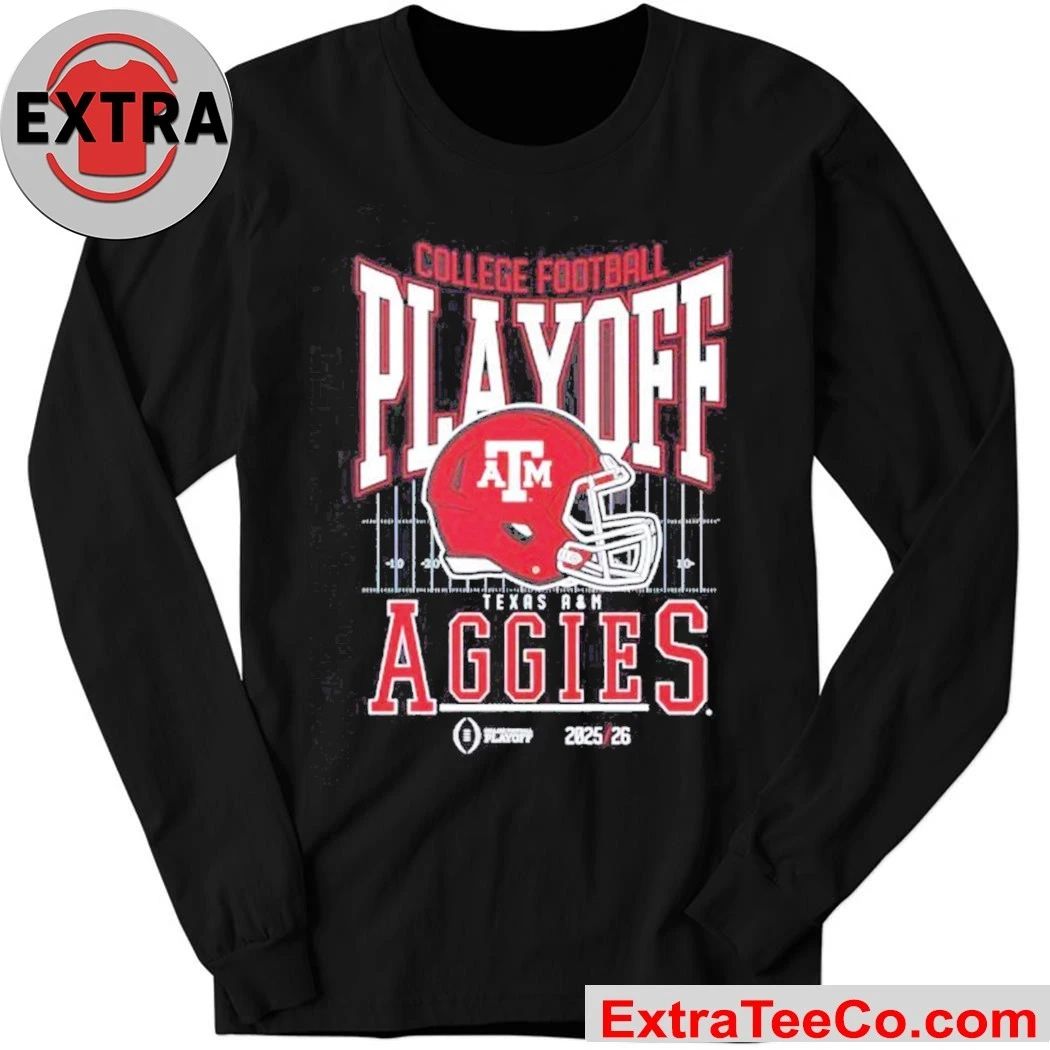 Texas A and M Aggies 2025-2026 College Football Playoff Bound Helmet And Logo Shirt