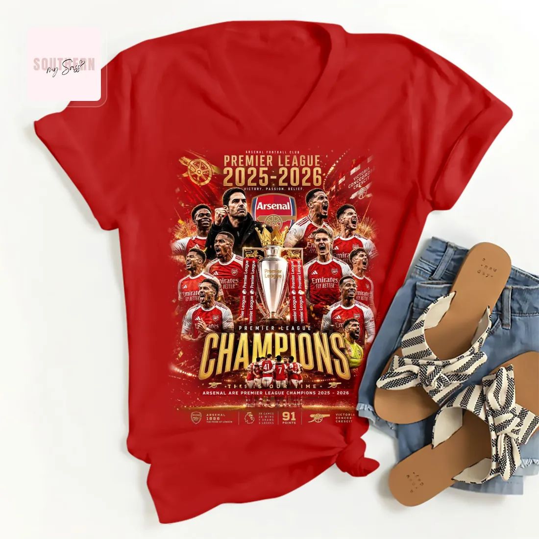 Arsenal Premier League Champions 2025-2026 Victory Fan T-Shirt