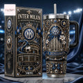 Inter Milan Football Club Luxury Ornate 40oz Insulated Travel Tumbler With Handle