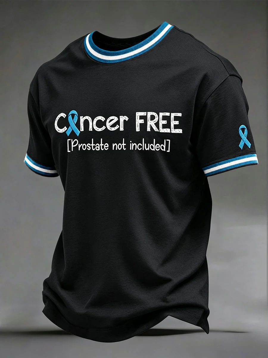 Prostate Cancer Awareness Cancer Free Blue Ribbon T-Shirt