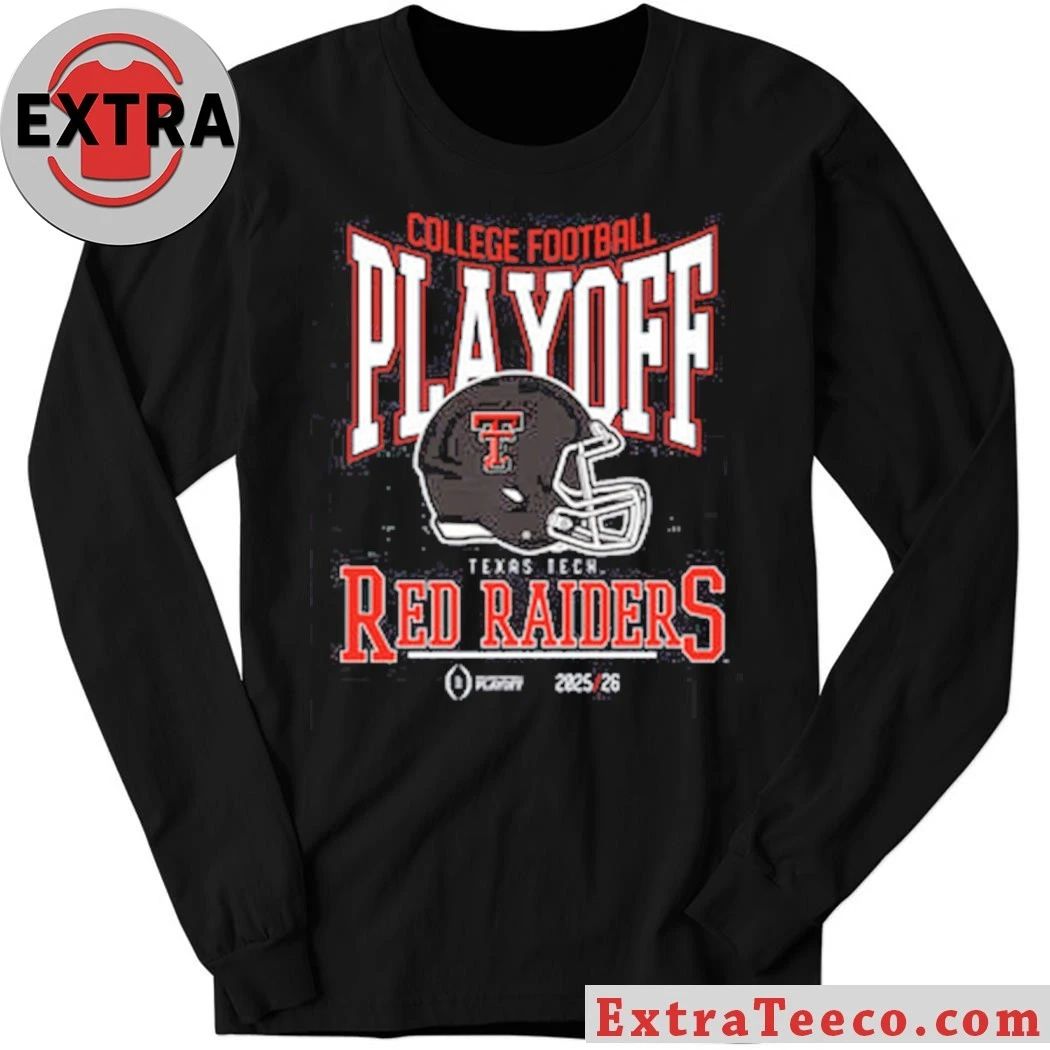 College Football Playoff 2025-26 Texas Tech Playoff Bound Helmet And Logo Shirt