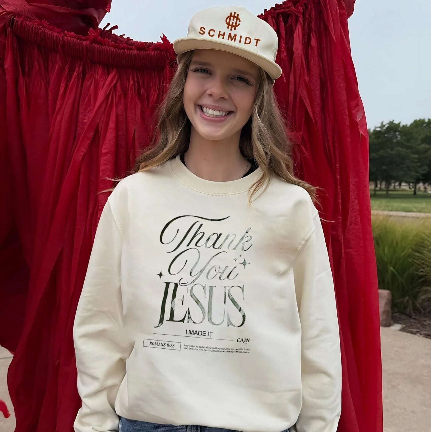 Thank you Jesus i made it cain Roamns 8 28 text shirt