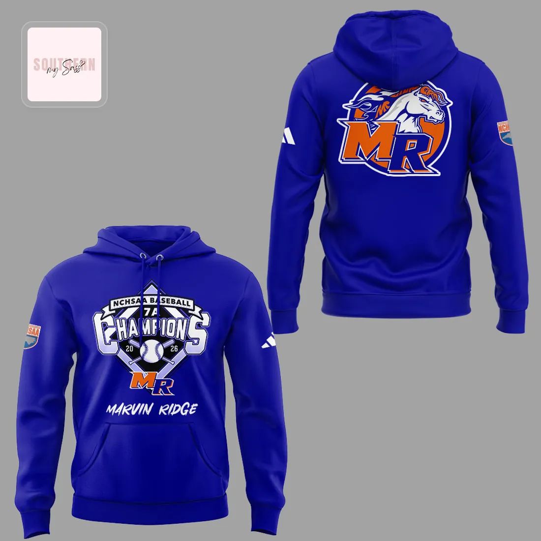Marvin Ridge Mavericks 2026 NCHSAA 7A Baseball Champions Commemorative Pullover Hoodie