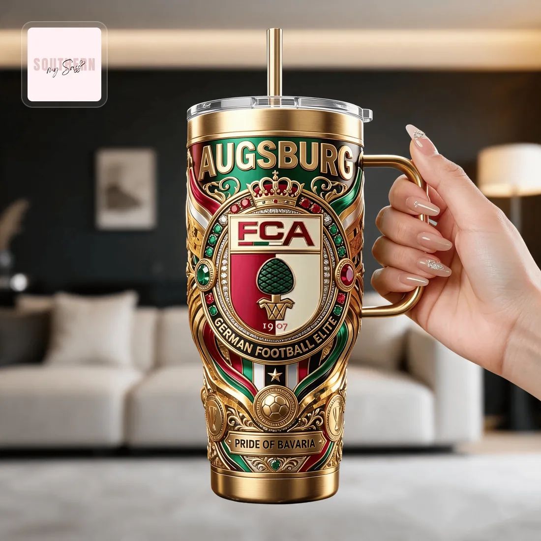 FC Augsburg Bundesliga Luxury 40oz Insulated Tumbler With Handle