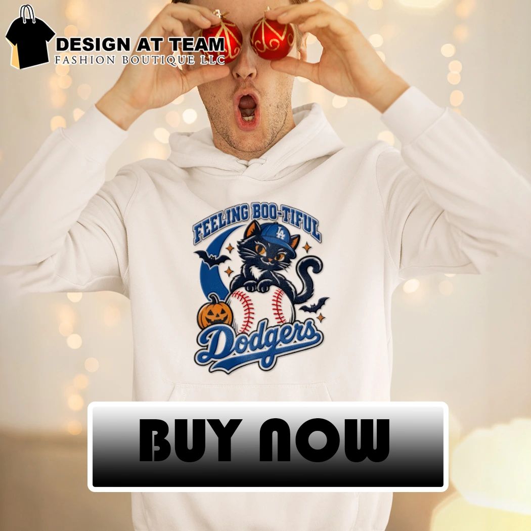 Los Angeles Dodgers Halloween black cat feeling boo-tiful spooky season baseball shirt