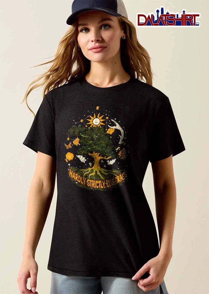 Hardly Strictly Bluegrass tree banjo raven antler butterfly shirt