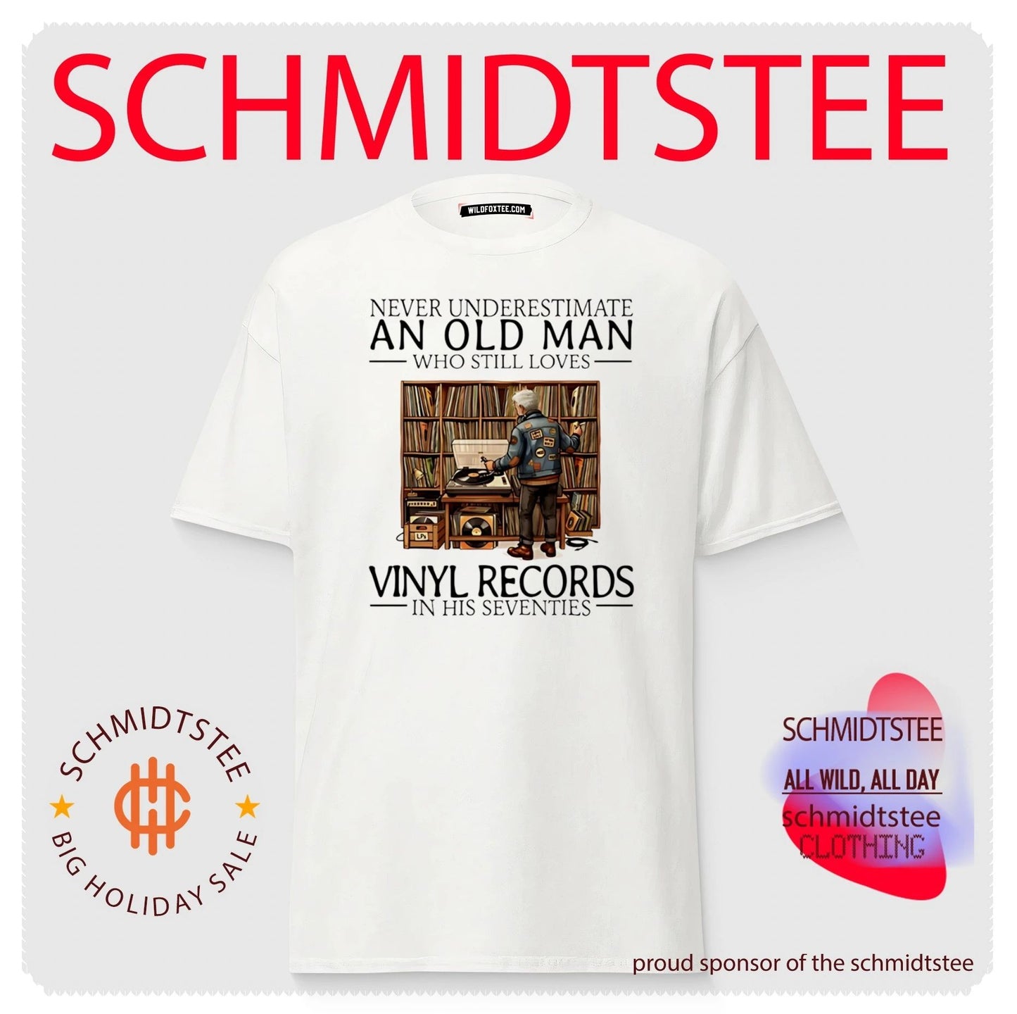 Never underestimate an old man who still loves vinyl records in his seventies shirt