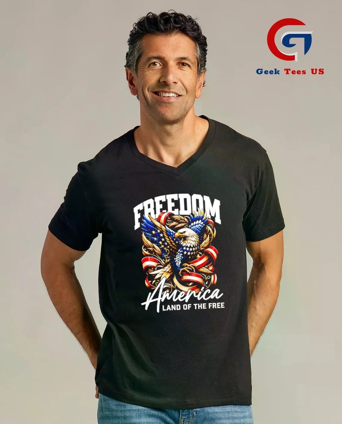 Freedom America Land Of The Free Bald Eagle American Flag Feathers Ribbons shirt