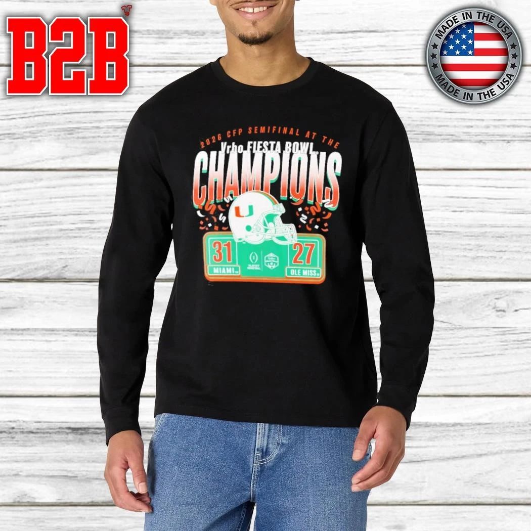 Miami Hurricanes College Football Playoff 2026 Fiesta Bowl Champions Scoring Drive Shirt