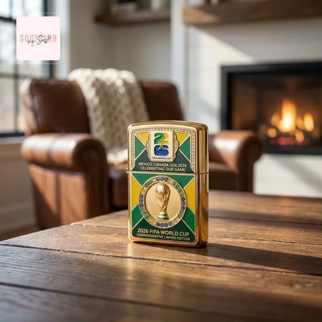 FIFA World Cup 2026 Mexico Canada USA Commemorative Gold Limited Edition Windproof Zippo Lighter Case