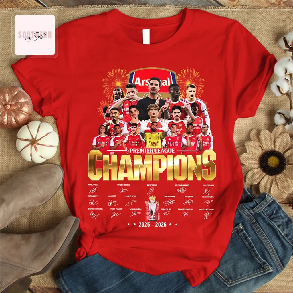 Arsenal Premier League Champions 2025-2026 Commemorative Unisex T-Shirt