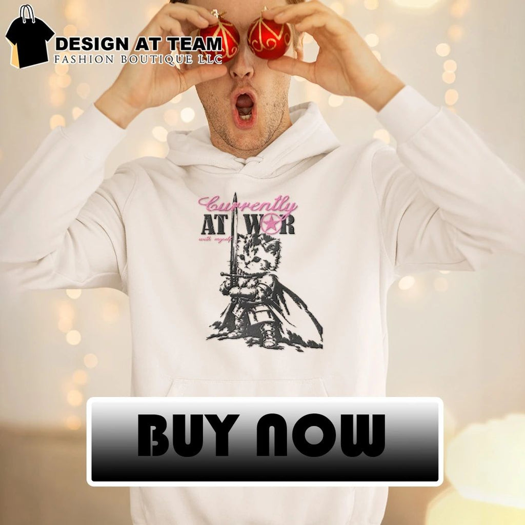 Currently at War with Myself Kitten Knight in Armor shirt